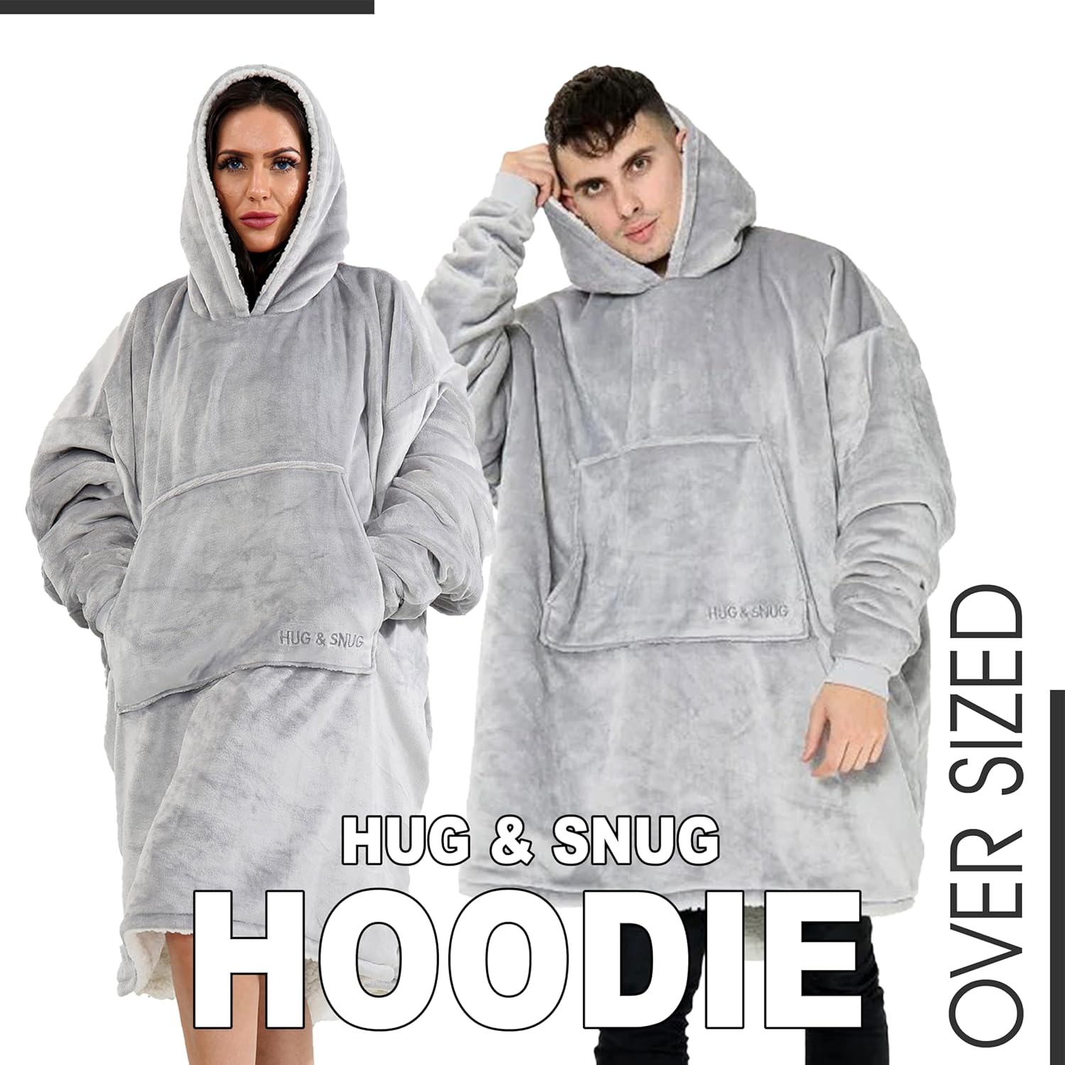 Couverture Sweat à Capuche Géante Homme Femme, Polaire Sherpa Ultra Douce Chaude Confortable Portable, Plaid Couverture à Manches pour Adultes Ados avec Grande Poche