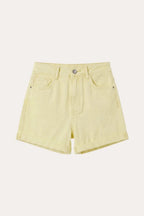 Women's stretch high-waisted rolled-up denim shorts