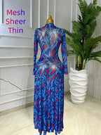 Women's Round-Neck Long Sleeve Woven Maxi Dress