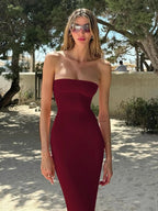 Abito Lungo da Donna Aderente Senza Schienale con Allacciatura sul Retro in Pizzo, Elegante Abito a Tubino Maxi alla Moda per Feste, Club, Appuntamenti, Abito da Donna per l'Estate, Vestito da Ballo Senza Spalline
