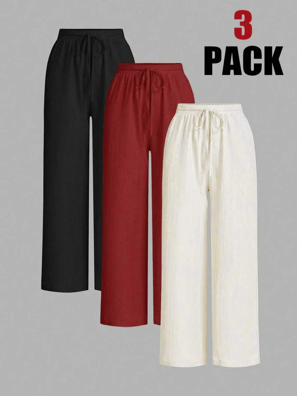 Ensemble 3 pièces : pantalon large uni pour femme