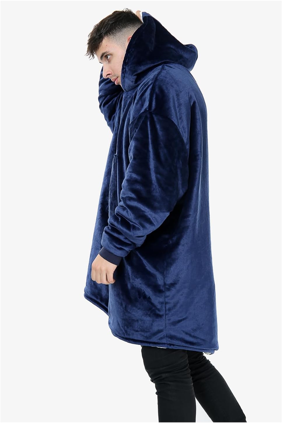 Couverture Sweat à Capuche Géante Homme Femme, Polaire Sherpa Ultra Douce Chaude Confortable Portable, Plaid Couverture à Manches pour Adultes Ados avec Grande Poche