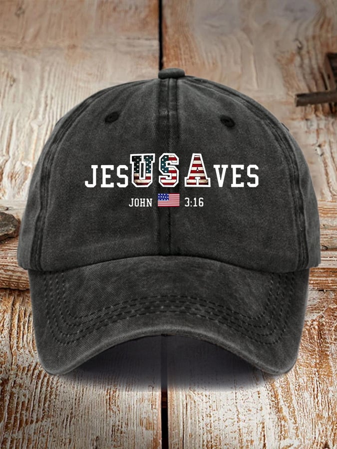 Vintage USA Jesus Saves Print Baseball Cap