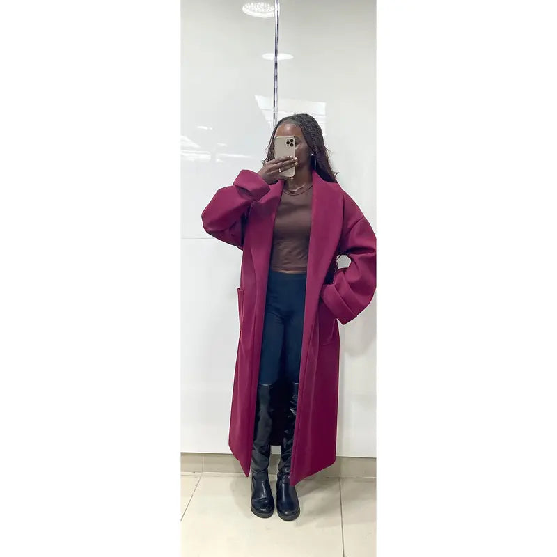 Trench-coat en laine avec ceinture