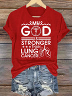 Women's  My God Is Stronger Than Lung Cancer Christian Faith Support T-Shirt