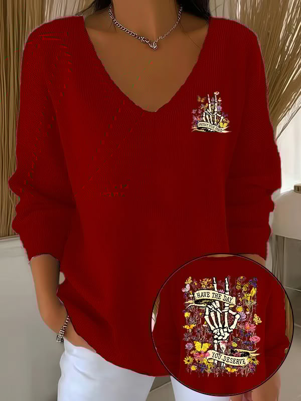 🔥Buy 3 Get 15% Off🔥Women's  Flower skull hand gesture Of WDNC Club We Do Not Care Menopause Perimenopause Print    Sweatshirt