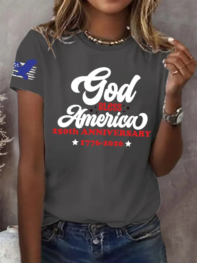 T-shirt con stampa "Retro God Bless America 250th Anniversary"