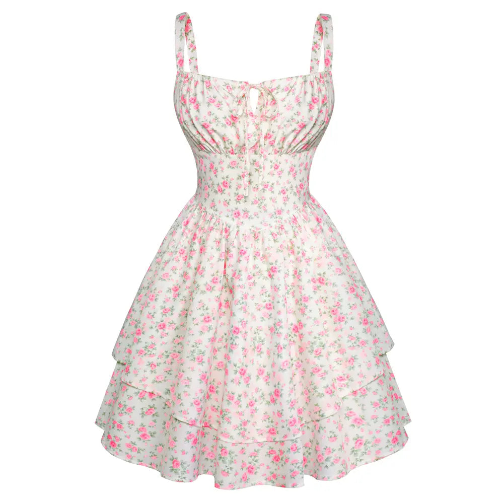 Mini-robe Corset Fleurie, Style Décontracté et Vacances