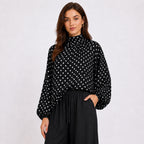 [2026.COUTURE] Camicia A Pois Con Fiocco Sul Retro