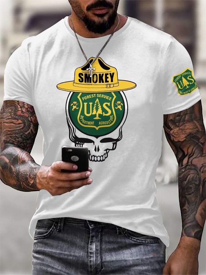 T-Shirt Uomo Stampa Retro Resist Save The Forest Service
