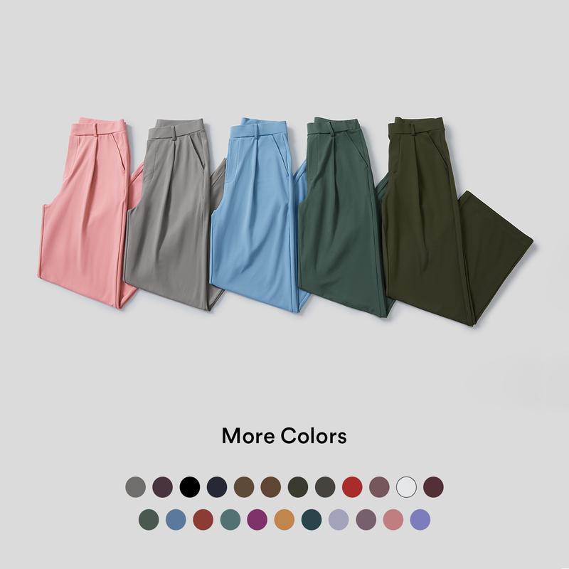 Pantaloni da Lavoro a Vita Alta con Tasche e Gamba Dritta, Abiti Business Casual da Donna, Abbigliamento Sportivo e da Esterno da Donna