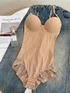 Ensemble Bodysuit Amincissant Froncé Patchwork Décolleté en V Profond pour Femme XS-XXL, Sous-vêtements & Lingerie Décontractés Toutes Saisons, Conception en Dentelle Contrastante