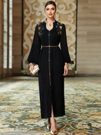 Robe perlée faite à la main pour femme, robe longue confortable et tendance, tenue de soirée élégante, vêtement d'intérieur stylé
