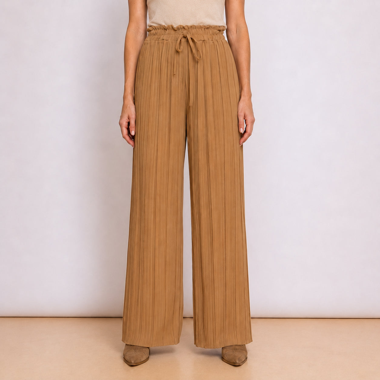 [2026] Pantalone Plissettato Con Coulisse In Vita