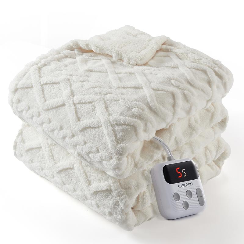 Couverture chauffante – Plaid chauffant électrique en Sherpa épais et touffeté avec 10 niveaux de chauffage et 10 réglages de temps, couverture chauffante lavable en machine et certifiée ETL pour un chauffage rapide, 50