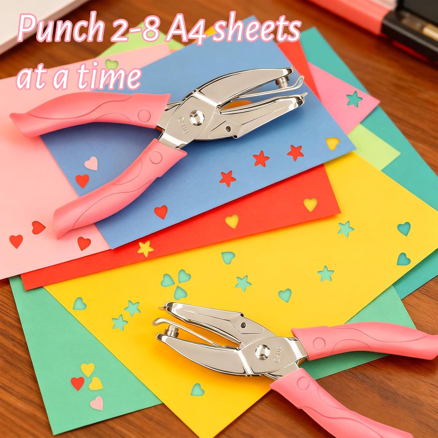 2 Pack Heart and Star Hole Punchers,1/4 Inch Metal Handheld Paper Punch for Crafts,Tickets,Scrapbooking,Soft-Grip Handle Design