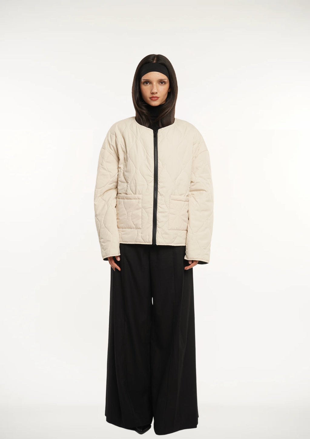 Piumino Leggero Trapuntato con Scollo Tondo da Donna