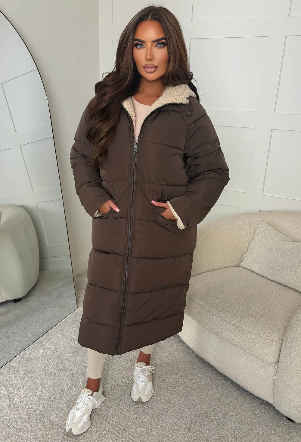 Doudoune matelassée réversible noire en polaire sherpa Double Trouble