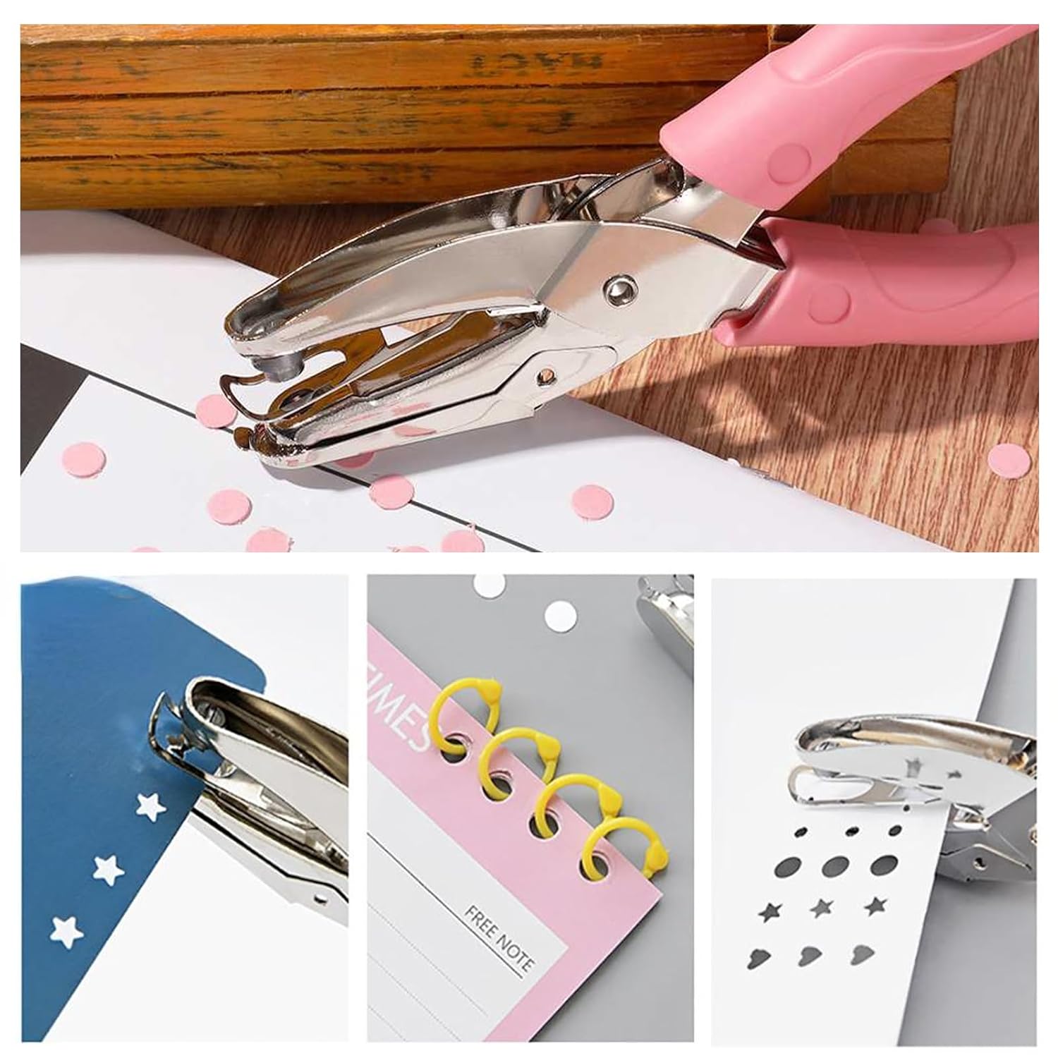 2 Pack Heart and Star Hole Punchers,1/4 Inch Metal Handheld Paper Punch for Crafts,Tickets,Scrapbooking,Soft-Grip Handle Design