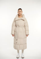Veste longue boutonnée ceinturée, déperlante