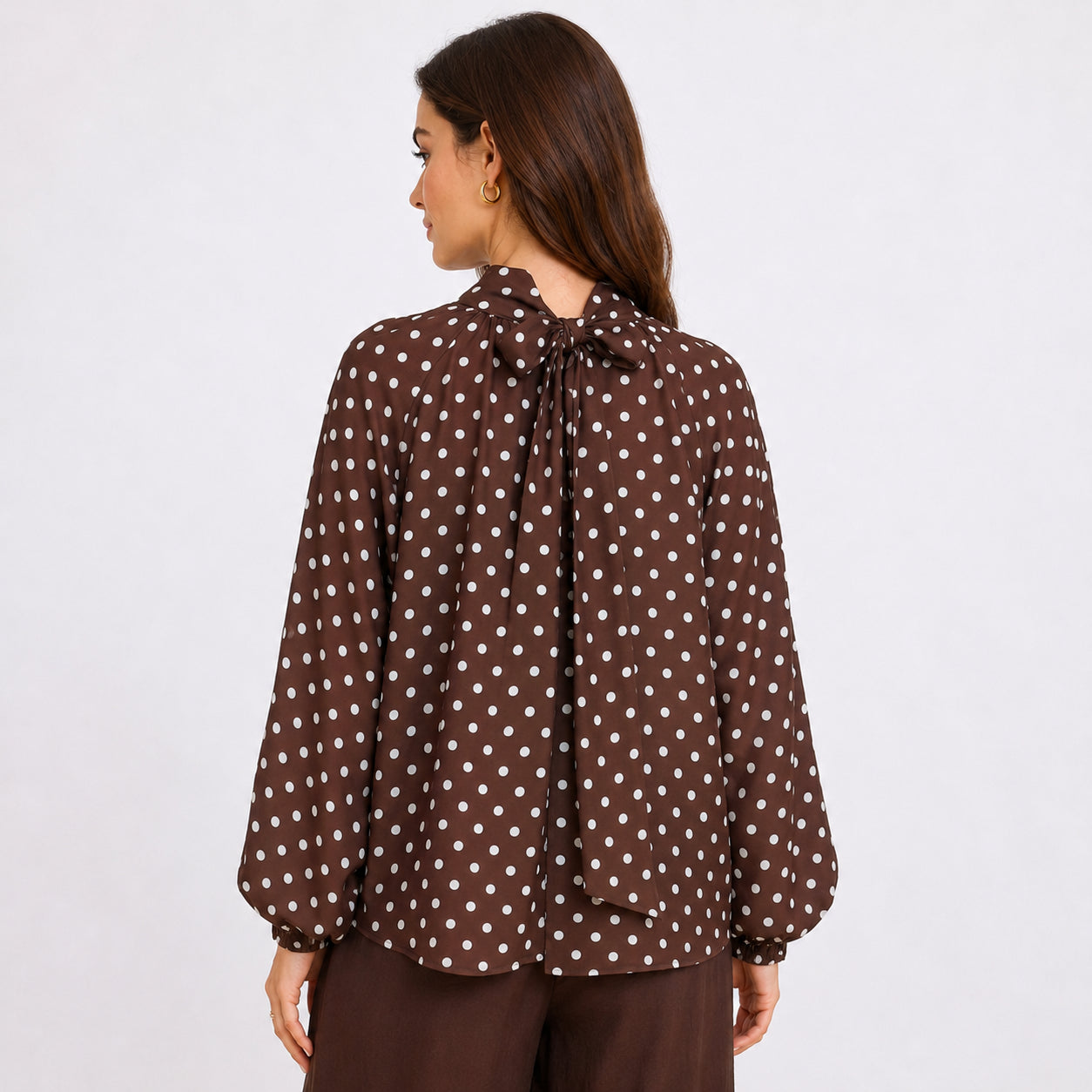 [2026.COUTURE] Camicia A Pois Con Fiocco Sul Retro