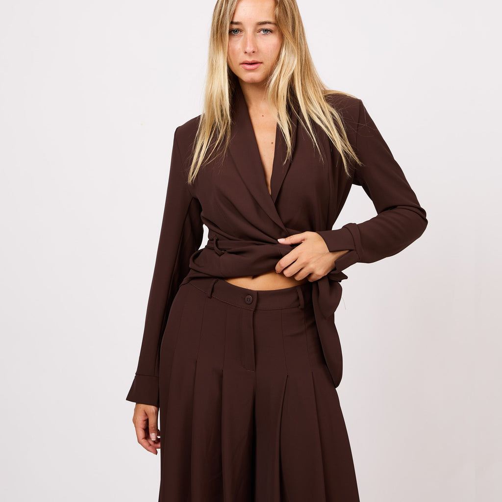 [2026.COUTURE]Completo in tessuto fluido con blazer e pantaloni a palazzo