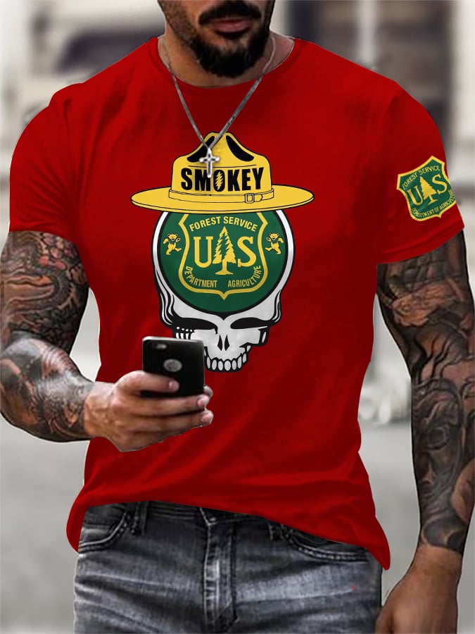 T-Shirt Uomo Stampa Retro Resist Save The Forest Service