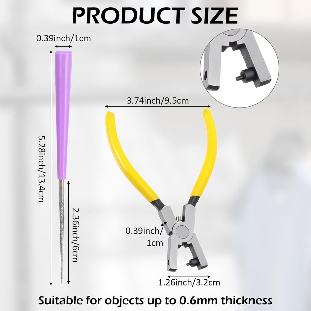 2PCS 2mm Leather Hole Punch Tool Watch Band Punches Plier, Hand Held Belt & Shoe Strap Puncher Tool, Handheld Wrist Belts Leather Hole Maker for DIY Craft & Fabric