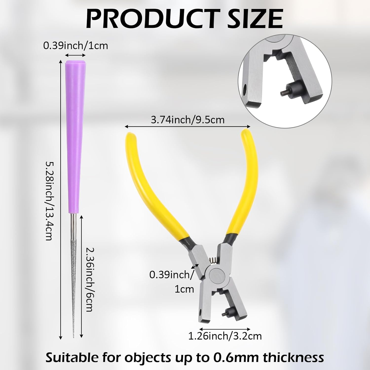 2PCS 2mm Leather Hole Punch Tool Watch Band Punches Plier, Hand Held Belt & Shoe Strap Puncher Tool, Handheld Wrist Belts Leather Hole Maker for DIY Craft & Fabric