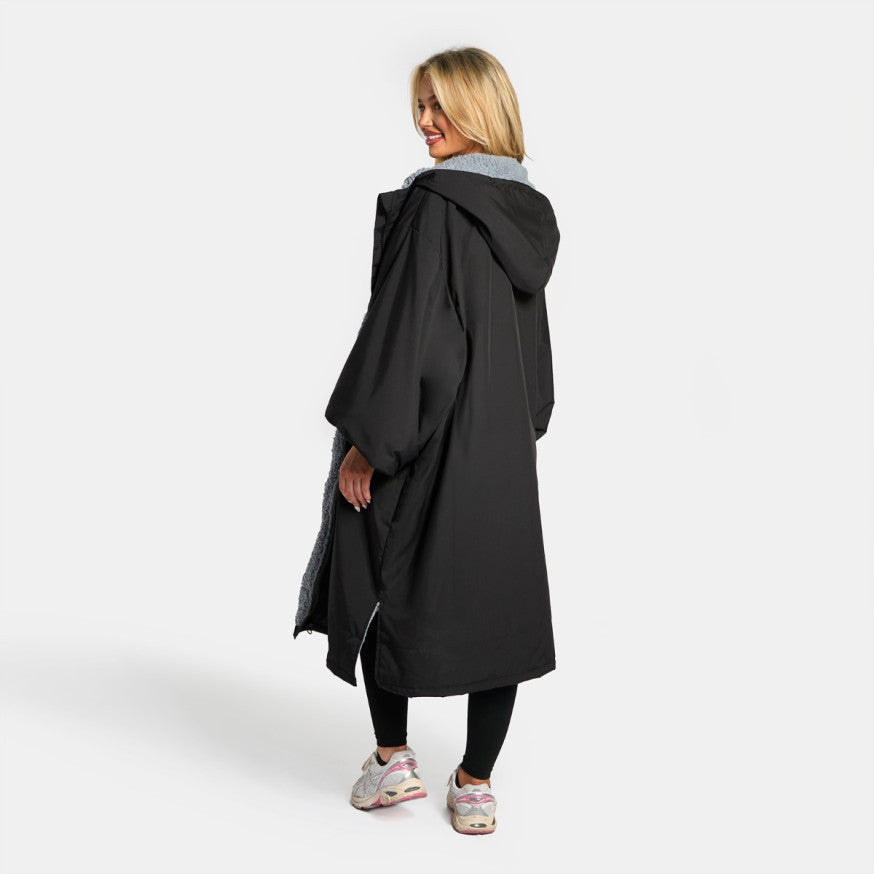 Peignoir de Séchage Imperméable Coupe-Vent, Robe de Changement Doublée Polaire Sherpa Douce, Manteau Veste à Capuche Surdimensionné à Manches Longues pour Enfants, Adultes, Hommes, Femmes, Surf, Plage, Natation, Restez au Sec