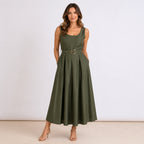 [2026.COUTURE] Vestito Lungo In Cotone Con Scollo Ampio