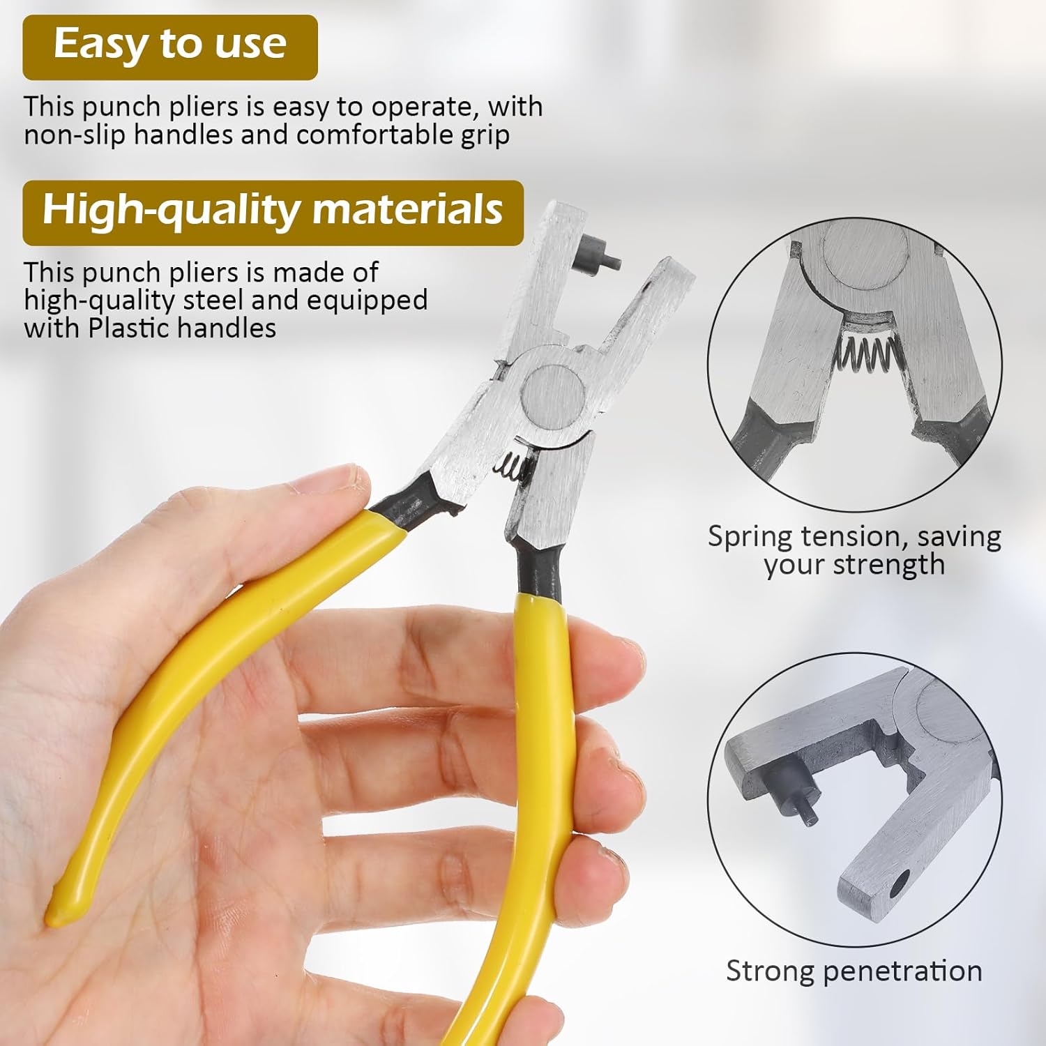 2PCS 2mm Leather Hole Punch Tool Watch Band Punches Plier, Hand Held Belt & Shoe Strap Puncher Tool, Handheld Wrist Belts Leather Hole Maker for DIY Craft & Fabric