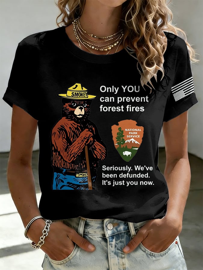 Retro Resist Salva Il Servizio Forestale Solo Tu Puoi Prevenire Gli Incendi Boschivi Seriamente. Ci Hanno Tagliato I Fondi. Ora Dipende Solo Da Te Stampa Maglietta