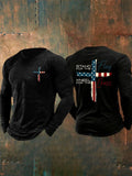 Men's Stand For The Flag Kneel For The Cross Printed Casual T-Shirt