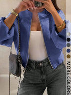 Giacca con Cerniera da Donna, Cappotto Casual da Donna, Perfetto per l'Uso Quotidiano in Autunno e Inverno, Vestibilità Aderente, Tessuto, Spessore Moderato del Tessuto
