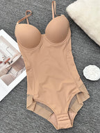 Body string gainant pour femme, couleur unie, maille contrastante transparente, bretelles réglables, contrôle du ventre, pour toutes les saisons