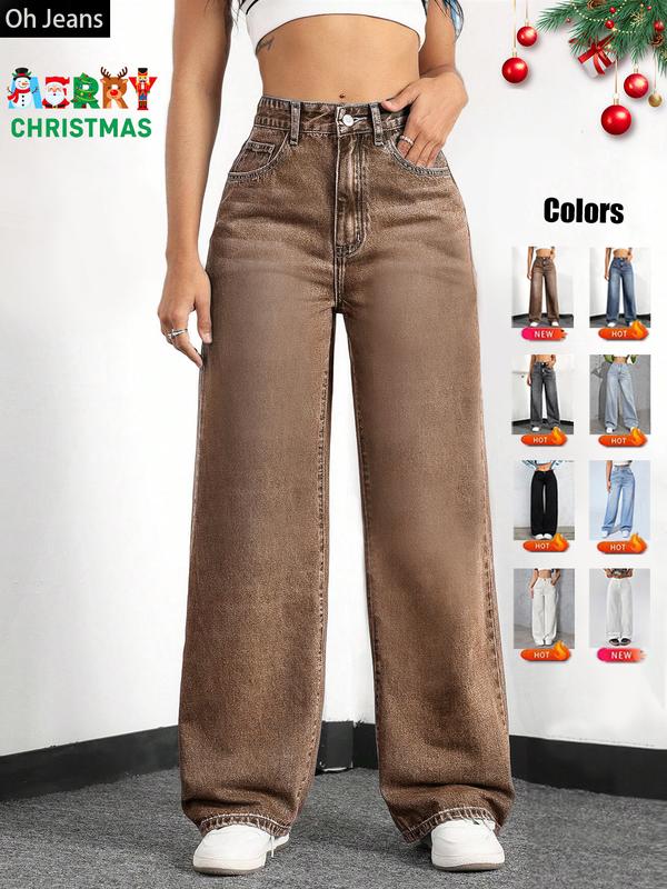 Jean en jean avec poches et taille élastique pour femme, pantalon décontracté et confortable pour toutes les saisons, parfait pour toute occasion décontractée, vêtement en jean