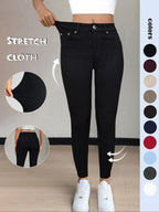 Legging uni à poches et boutons pour femme, pantalon moulant décontracté et confortable pour le yoga et la gym, bas pour femme pour l'automne et l'hiver, T-Chic