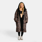 Peignoir de Séchage Imperméable Coupe-Vent, Robe de Changement Doublée Polaire Sherpa Douce, Manteau Veste à Capuche Surdimensionné à Manches Longues pour Enfants, Adultes, Hommes, Femmes, Surf, Plage, Natation, Restez au Sec