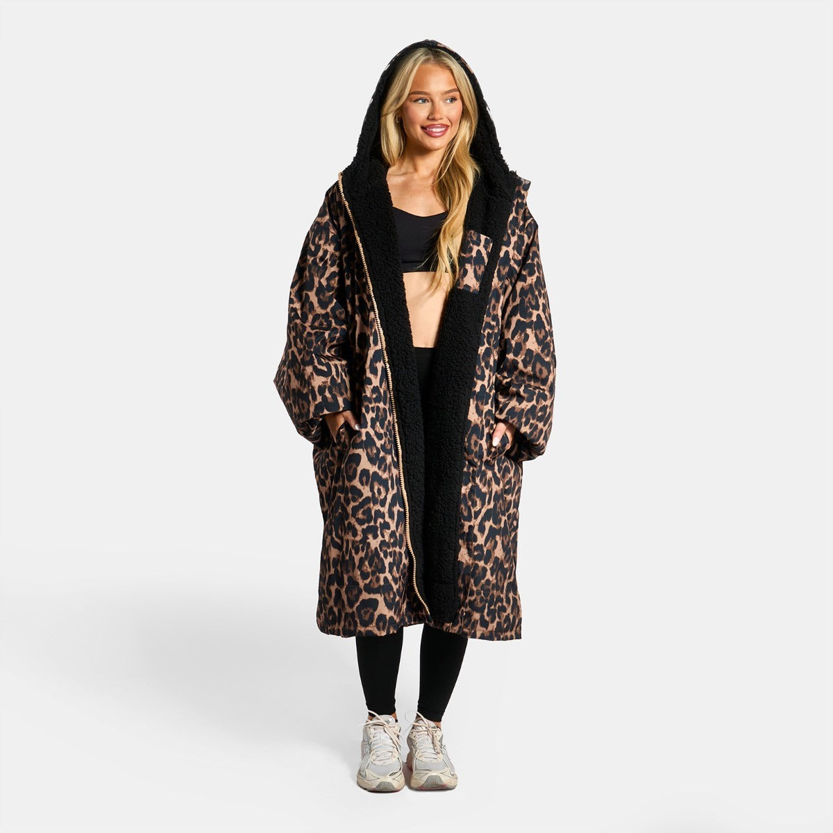 Peignoir de Séchage Imperméable Coupe-Vent, Robe de Changement Doublée Polaire Sherpa Douce, Manteau Veste à Capuche Surdimensionné à Manches Longues pour Enfants, Adultes, Hommes, Femmes, Surf, Plage, Natation, Restez au Sec