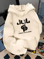 Felpa con Cappuccio Stampata con Lettere da Donna, Felpa Casual a Maniche Lunghe con Cappuccio per Autunno e Inverno, Vestiti da Donna per l'Uso Quotidiano