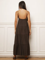 Robe longue à bijou et grands volants