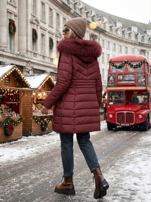 Veste imperméable décontractée en coton à capuche pour femme, doudoune légère avec poches, coupe ample en tissu épais pour l'automne et l'hiver