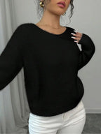 Pull uni pour femme, pull décontracté à manches longues pour l'automne et l'hiver, tricot confortable pour femme à porter au quotidien ou en soirée