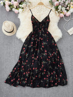 Vestito da donna con stampa floreale, abito casual boho a trapezio per la spiaggia e le vacanze, abito estivo da donna