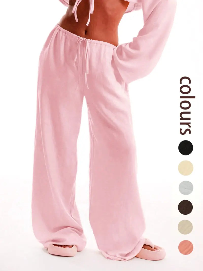 Pantalon uni avec poches pour femme