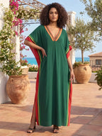 Robe longue décontractée pour femme Kaftan Oversize Chic Bohème Robe de maison Vêtements de plage Maillot de bain Cache-maillot Vêtement d'intérieur Bohème Été Vacances