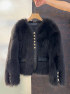 Manteau en fausse fourrure de renard pour femme, section courte, nouvelle collection automne hiver, version coréenne, pour les trajets quotidiens, en vraie fourrure patchwork, vêtement d'extérieur.