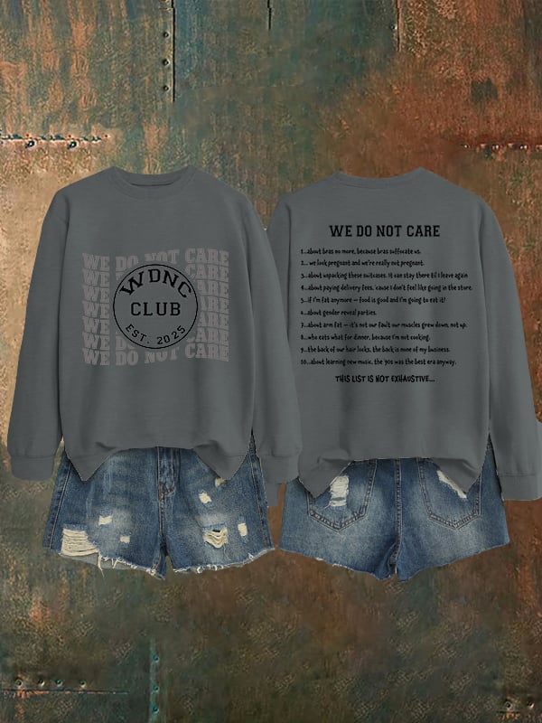 Women's  Retro Funny Proud Member Of Club We Do Not Care Menopause Perimenopause Print   Sweatshirt
