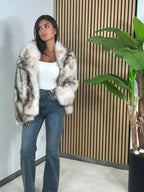 Giacca in finta pelliccia tinta unita da donna, cappotto casual a maniche lunghe con colletto per autunno e inverno, abbigliamento da donna per tutti i giorni, top carini